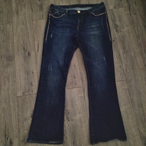 Rock & Republic Kasandra Gold Studded Bootcut Jeans 16 - Picture 10 of 15